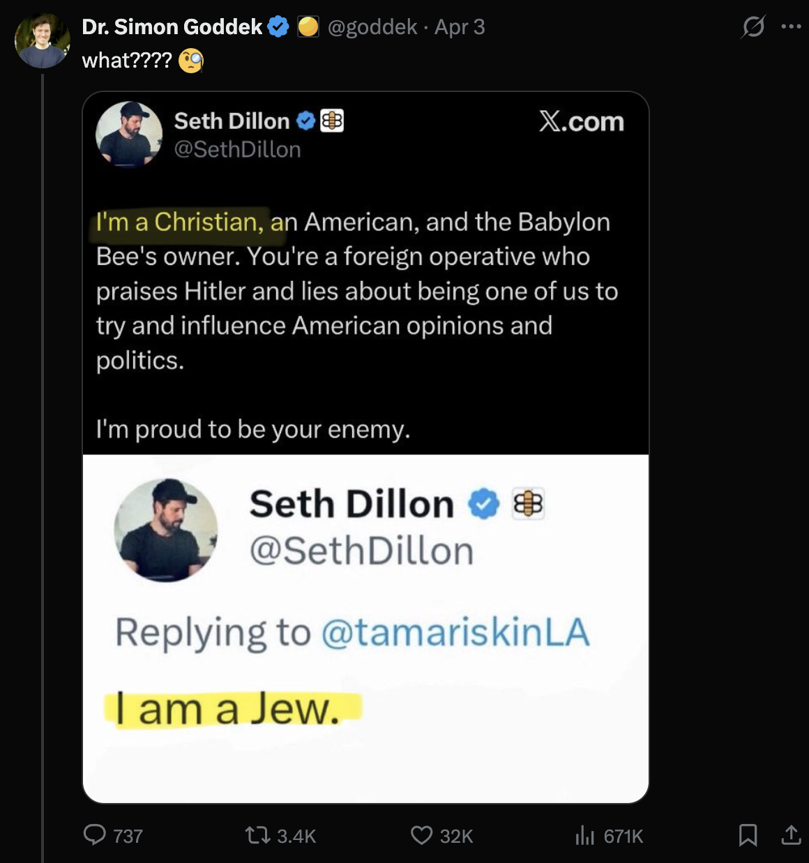 Now we know why he named it *Babylon Bee*. 